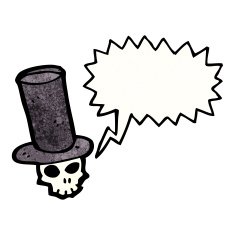 skull in top hat cartoon N11