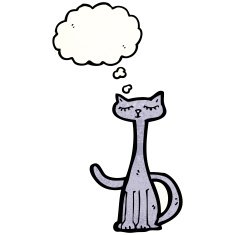 cartoon cat with thought bubble N172