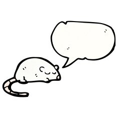 cartoon white mouse with speech bubble N22