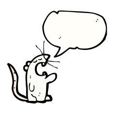 cartoon white mouse with speech bubble N25