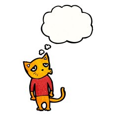 cat with thought cloud cartoon N5