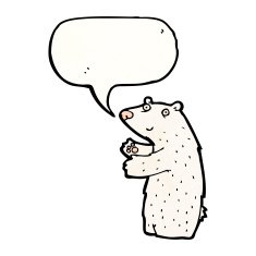 cartoon polar bear with speech bubble N67