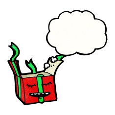 christmas present with thougth bubble cartoon N2