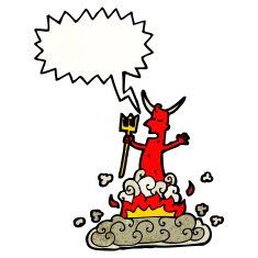 cartoon devil with speech bubble N28