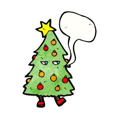 christmas tree with speech bubble