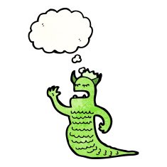 monster with thought bubble cartoon N2