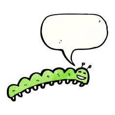 cartoon caterpillar with speech bubble N14