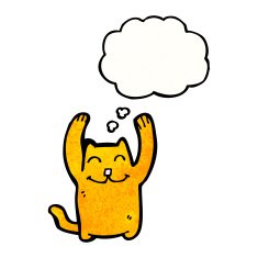 cartoon cat with thought bubble N173