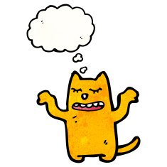 cartoon cat with thought bubble N174