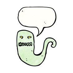 ghost with speech bubble cartoon N9