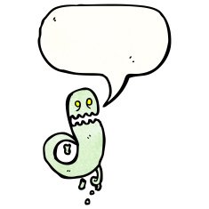 ghost with speech bubble cartoon N11