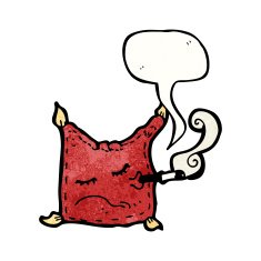cartoon cushion with face smoking cigarette N2