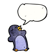 penguin with speech bubble cartoon N6
