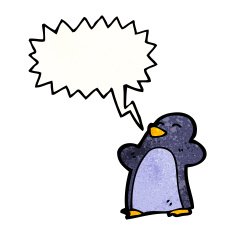 penguin with speech bubble cartoon N7