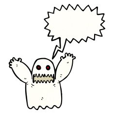 cartoon ghost with speech bubble N51
