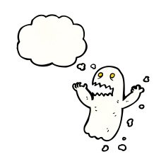 cartoon ghost with thought bubble N36