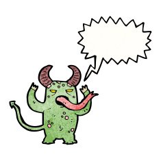monster with speech bubble cartoon N4