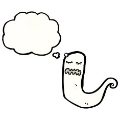 ghost with thought bubble cartoon N26