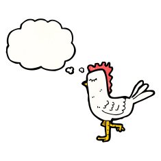 cartoon chicken with thought bubble N28