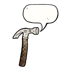 cartoon hammer with speech bubble N4