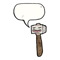 cartoon hammer with speech bubble N5