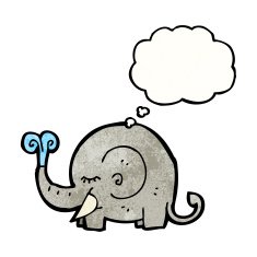 cartoon elephant with thought bubble N15
