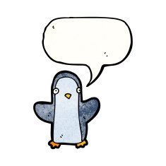 penguin with speech bubble cartoon N8