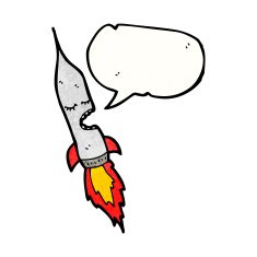 cartoon rocket with speech bubble N10