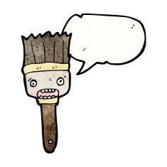 cartoon paintbrush with speech bubble N4