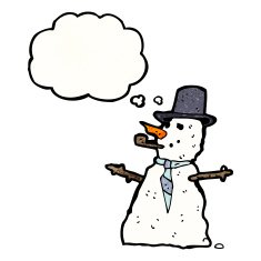 cartoon snowman with thought bubble N11