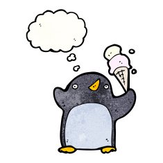 funny penguin cartoon with thought bubble N11