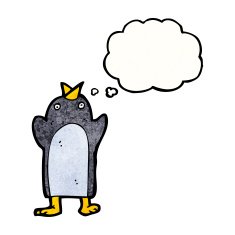 funny penguin cartoon with thought bubble N12