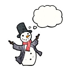 cartoon snowman with thought bubble N13