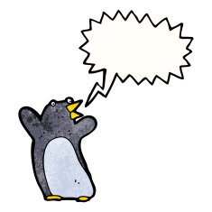 funny cartoon penguin with speech bubble N8