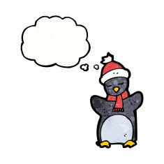 funny penguin cartoon with thought bubble N13