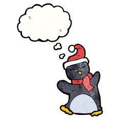 funny penguin cartoon with thought bubble N14