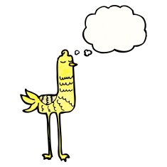 cartoon bird with thought bubble N407