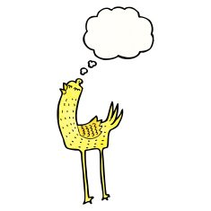 cartoon bird with thought bubble N408