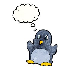 penguin with thought bubble cartoon N6