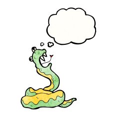cartoon snake with thought bubble N124