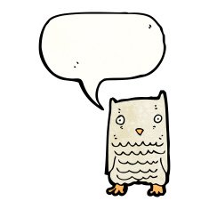 owl with speech bubble cartoon N3