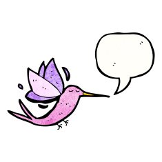 cartoon hummingbird with speech bubble N9