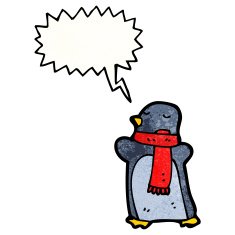 cartoon penguin with speech bubble N59