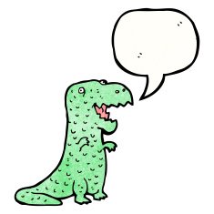 cartoon dinosaur with speech bubble N60