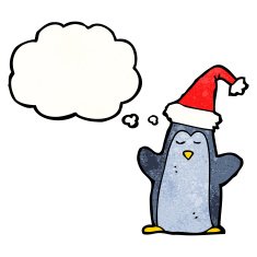 penguin with thoguth bubble cartoon N4