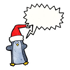 cartoon penguin with speech bubble N60