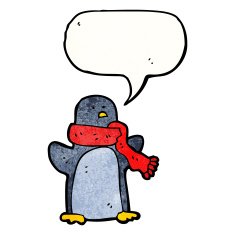 cartoon penguin with speech bubble N61