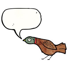 cartoon grouse with speech bubble N2