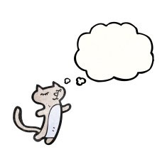 cartoon cat with thought bubble (raster version) N2