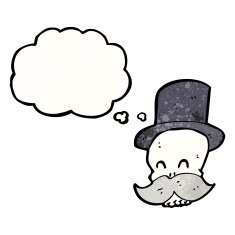 funny cartoon skull with mustache N3